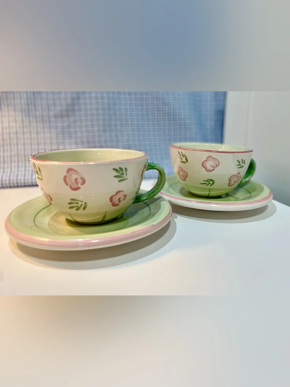 Bella Ceramica “Pastis” Tea Set – 2 Teacups & 2 Saucers | Hand-Painted